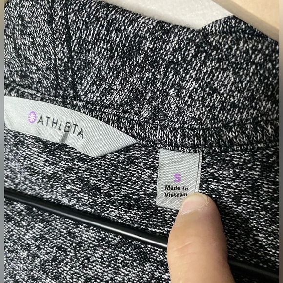 Athleta knit cardigan tunic sweater with pockets size small black white - Picture 2 of 9